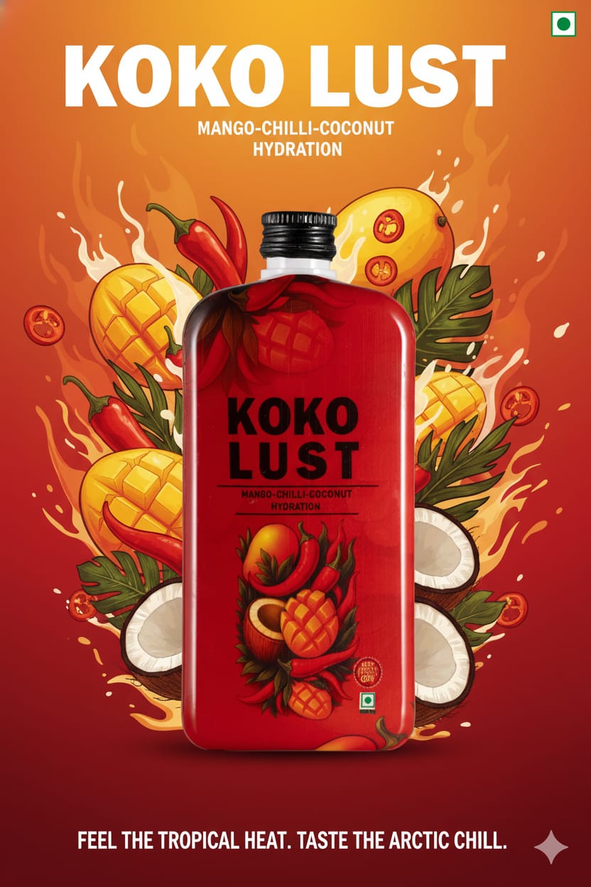 Mango-Chilli-Coconut Hydration bottle artwork